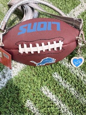 Detroit Lions Mini Football Crossbody Bag - Brown & Blue